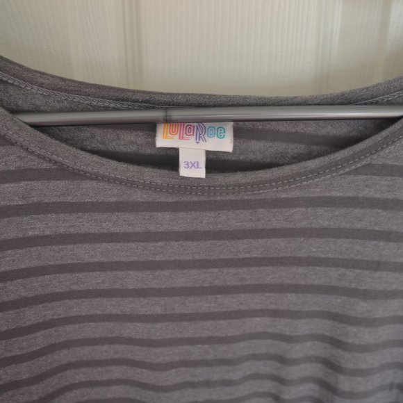 LuLaRoe Light Gray and Dark Gray Striped Dress 3XL - Picture 4 of 11